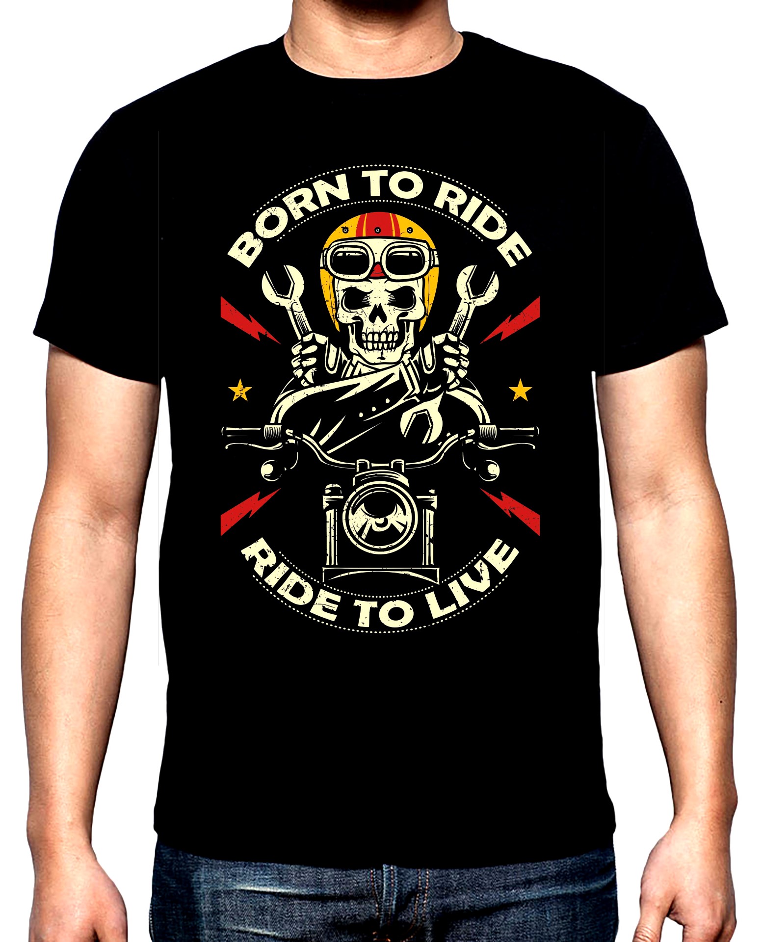 Born to ride, Ride to live, рокерска мъжка тениска, 100% памук, S до 5XL